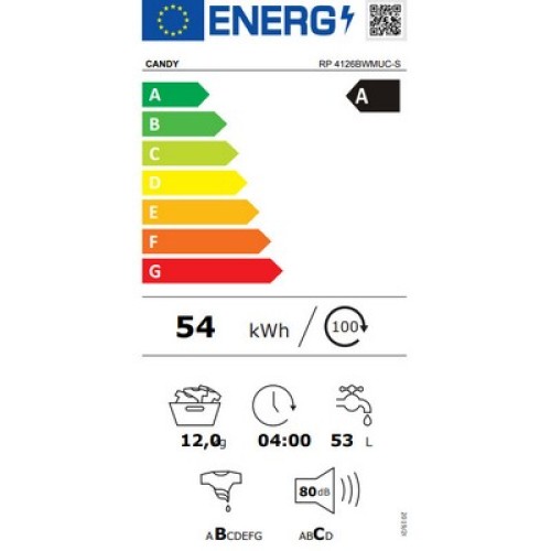 ΗΠΡ ΕΛΕΥΘ 60CM CANDY RP 4126BWMUC-S 12KG A 1400RPM ΑΤΜΟΥ ( Wi-Fi )